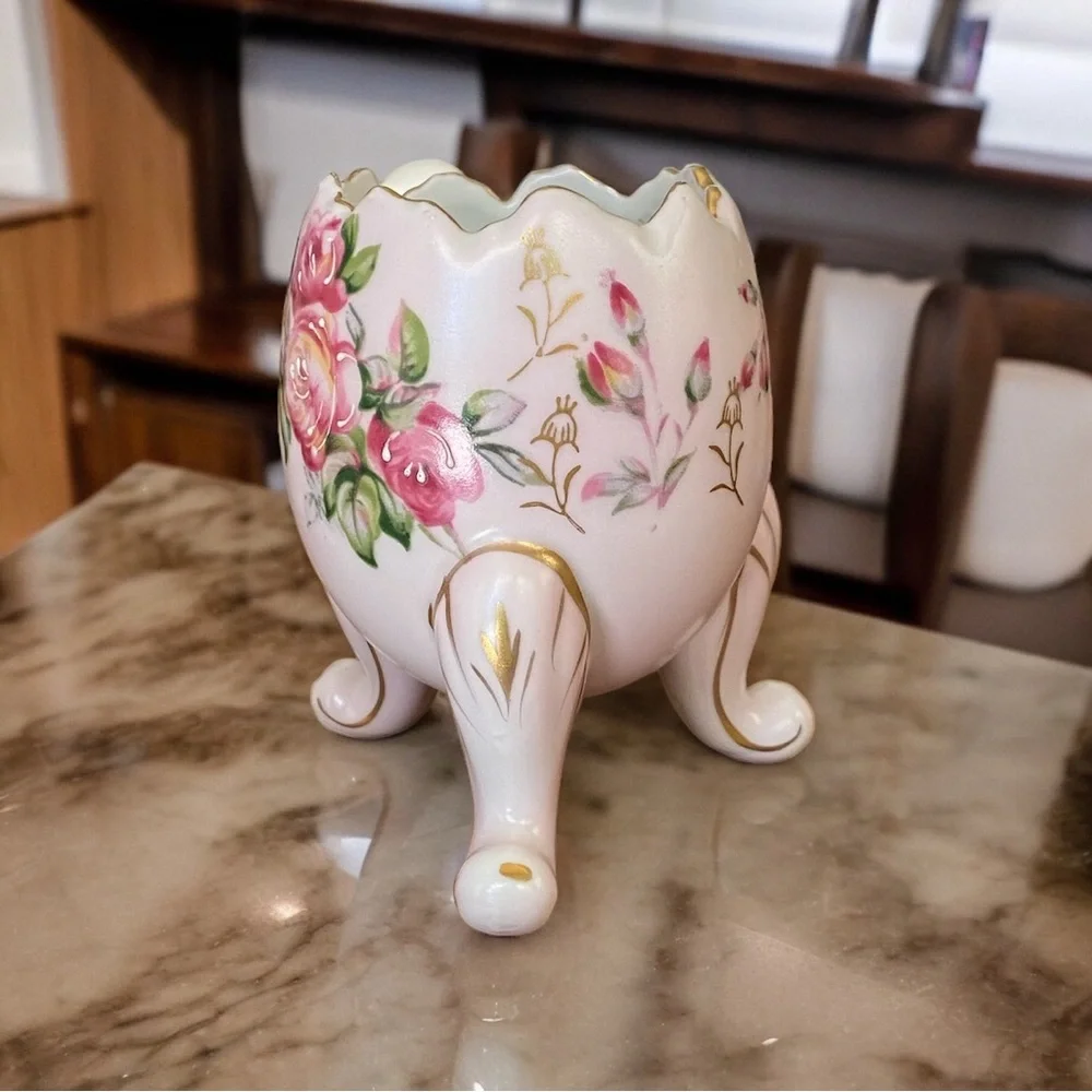 Beautiful vintage footed cracked egg vase - Picture 6 of 8